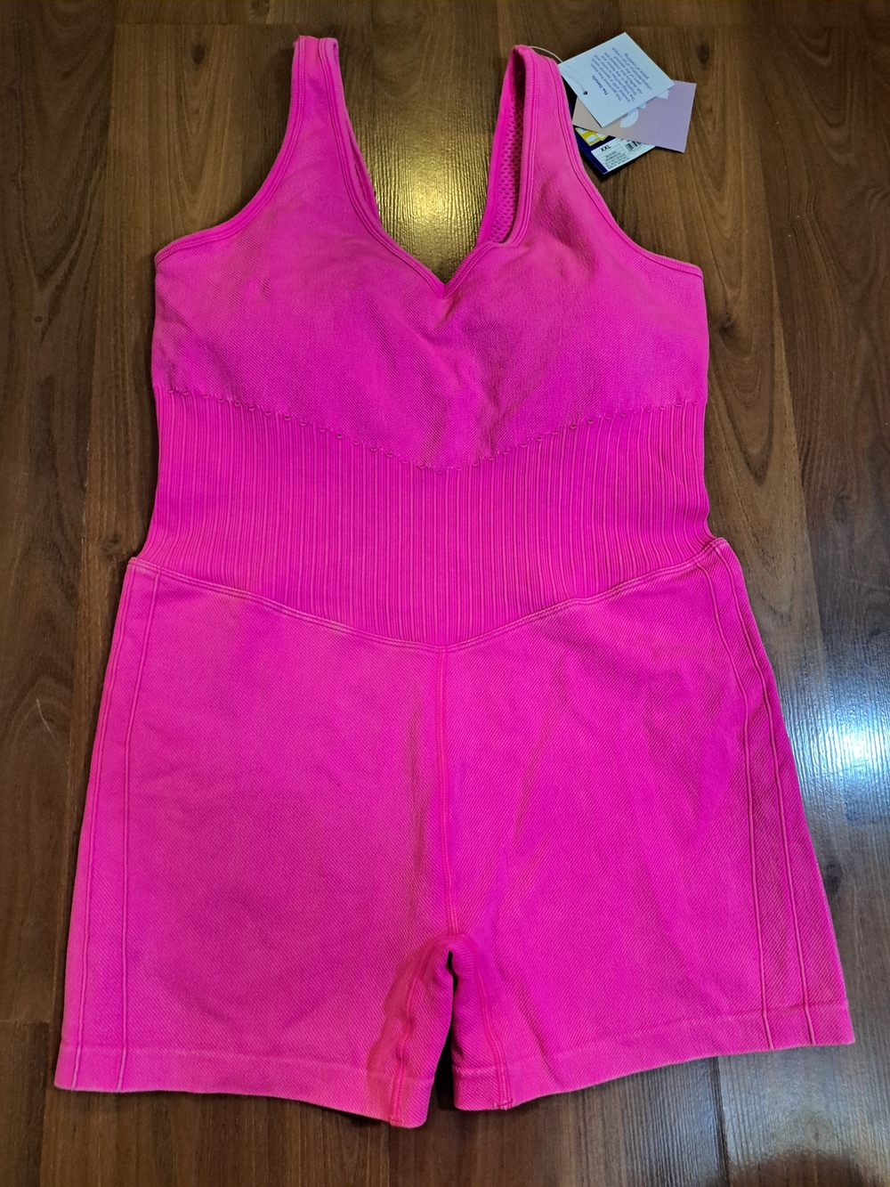 JoyLab Hot Pink Ribbed Knit Romper